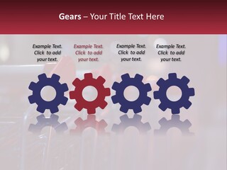 A Row Of Shopping Carts With Red Handles PowerPoint Template