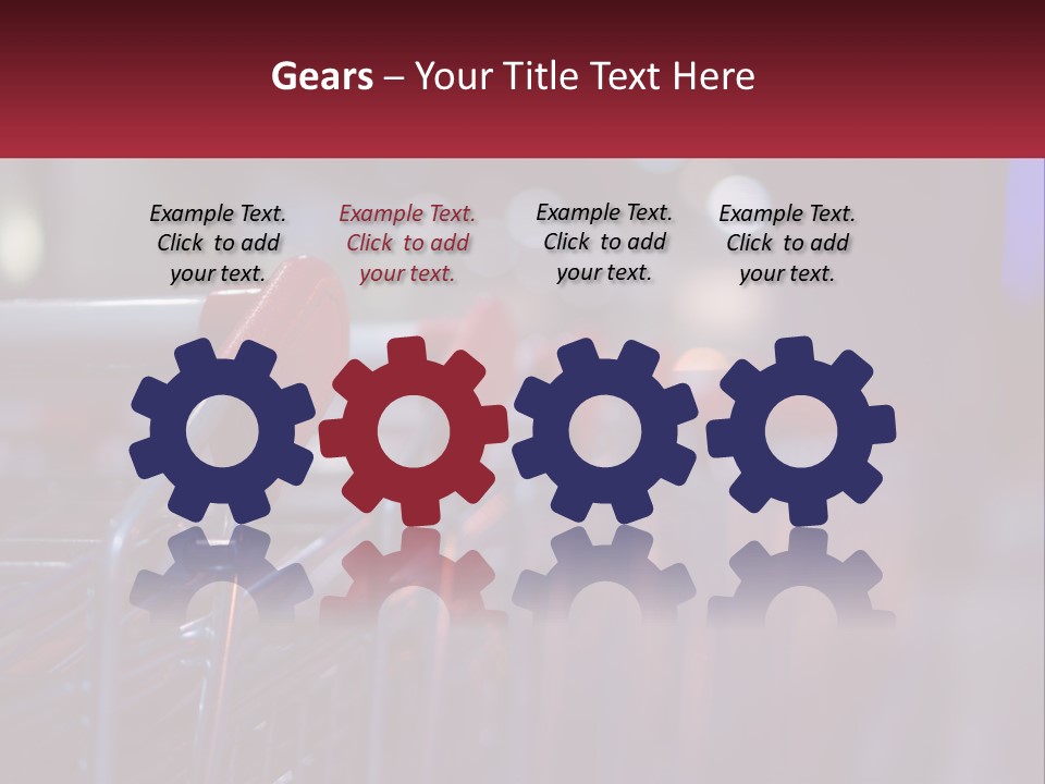 A Row Of Shopping Carts With Red Handles PowerPoint Template