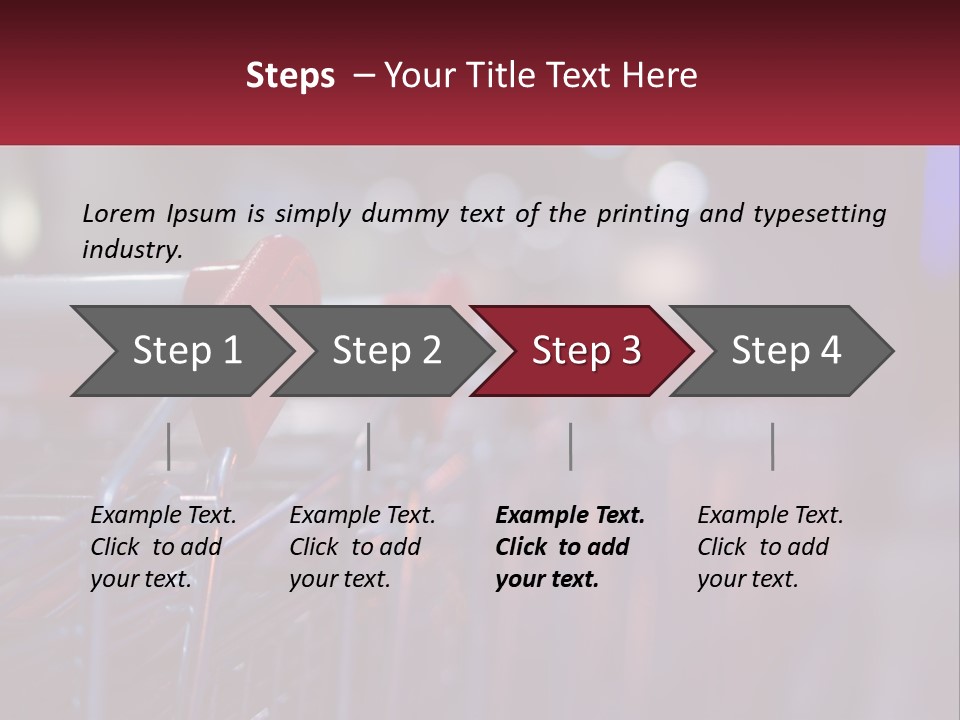 A Row Of Shopping Carts With Red Handles PowerPoint Template