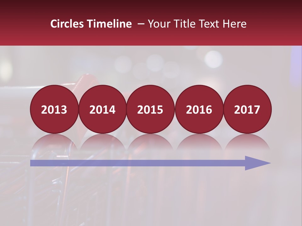A Row Of Shopping Carts With Red Handles PowerPoint Template