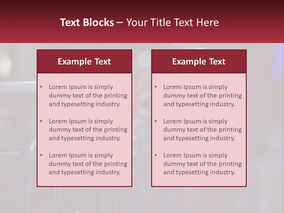 A Row Of Shopping Carts With Red Handles PowerPoint Template