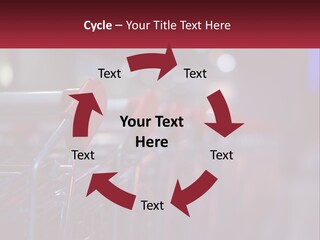 A Row Of Shopping Carts With Red Handles PowerPoint Template