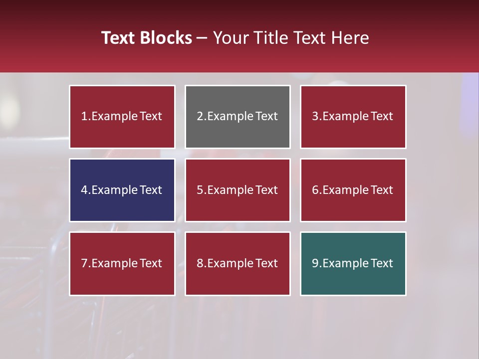A Row Of Shopping Carts With Red Handles PowerPoint Template
