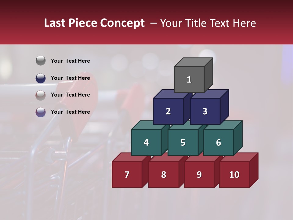 A Row Of Shopping Carts With Red Handles PowerPoint Template