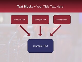 A Row Of Shopping Carts With Red Handles PowerPoint Template