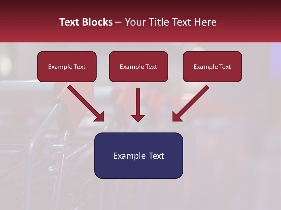 A Row Of Shopping Carts With Red Handles PowerPoint Template