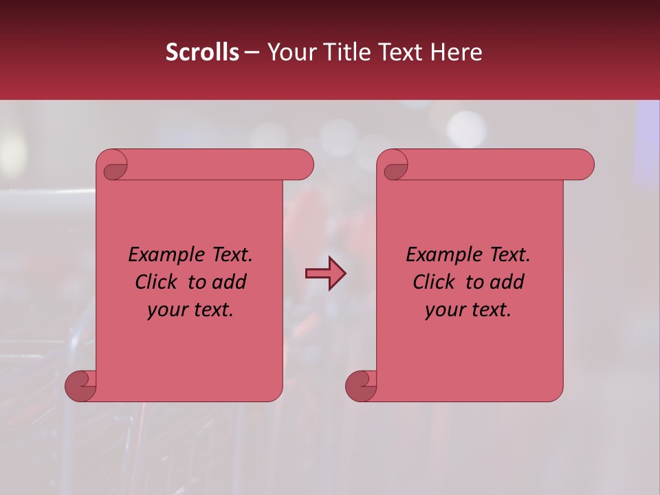 A Row Of Shopping Carts With Red Handles PowerPoint Template
