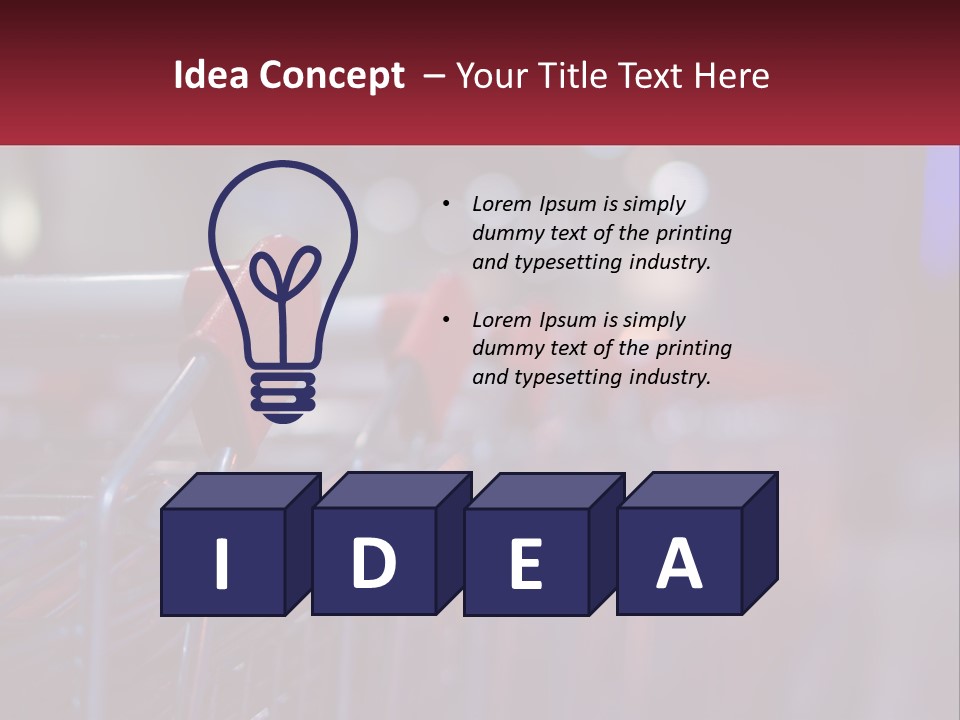 A Row Of Shopping Carts With Red Handles PowerPoint Template