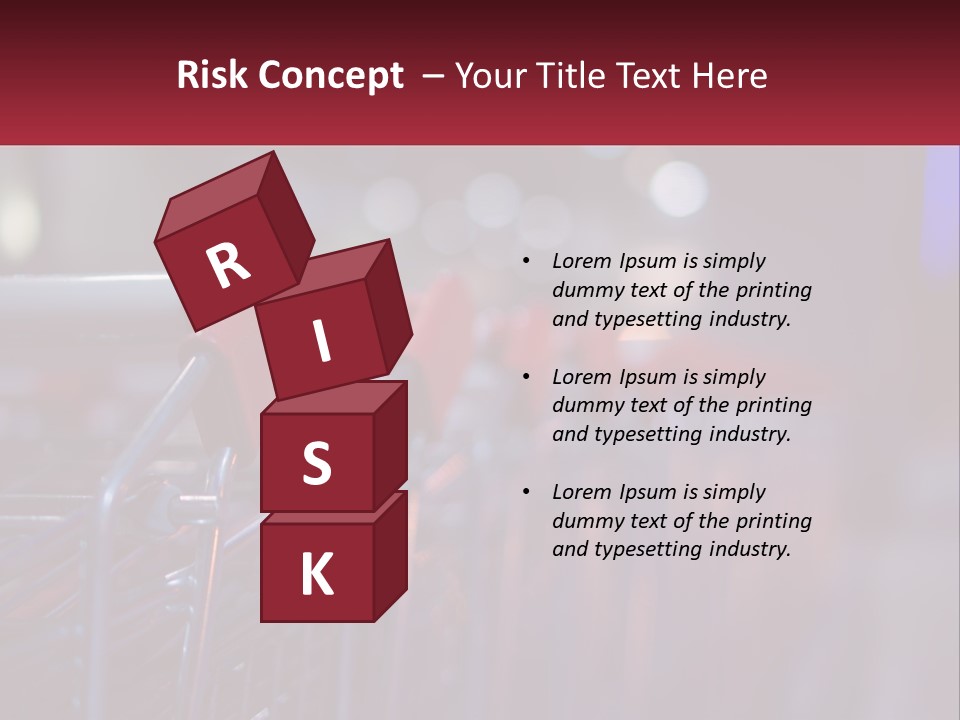 A Row Of Shopping Carts With Red Handles PowerPoint Template