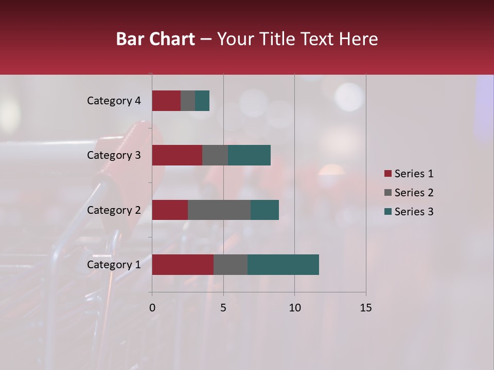 A Row Of Shopping Carts With Red Handles PowerPoint Template