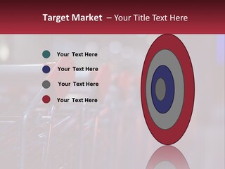 A Row Of Shopping Carts With Red Handles PowerPoint Template