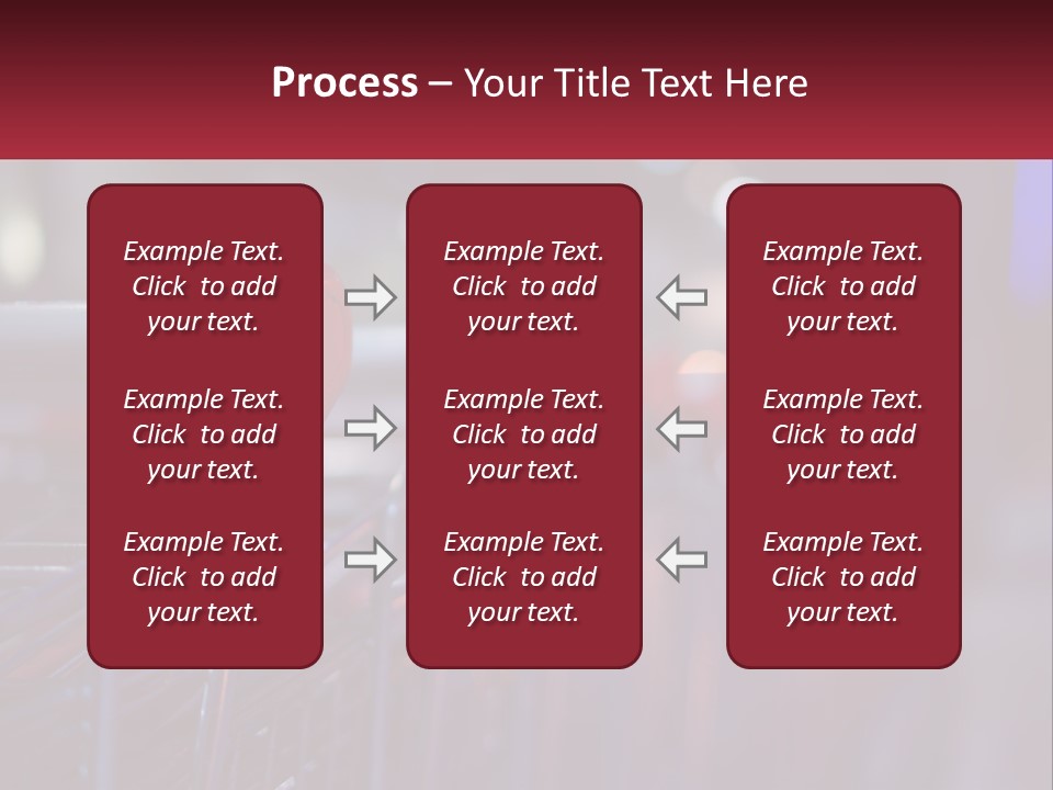 A Row Of Shopping Carts With Red Handles PowerPoint Template