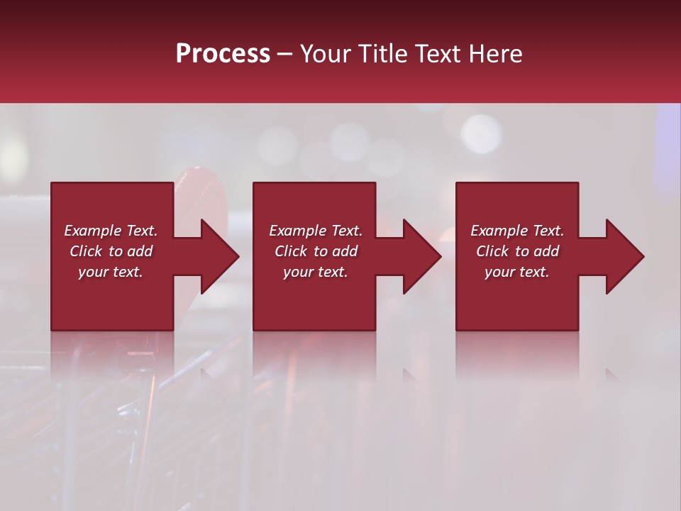 A Row Of Shopping Carts With Red Handles PowerPoint Template