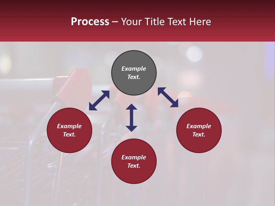 A Row Of Shopping Carts With Red Handles PowerPoint Template