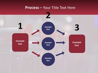 A Row Of Shopping Carts With Red Handles PowerPoint Template