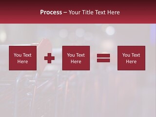 A Row Of Shopping Carts With Red Handles PowerPoint Template