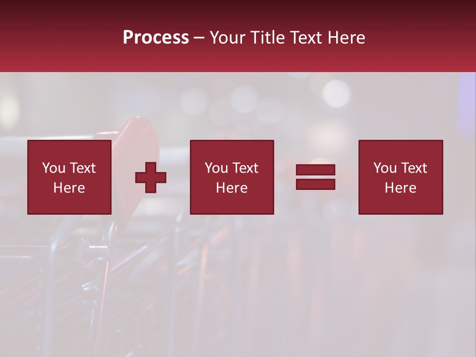 A Row Of Shopping Carts With Red Handles PowerPoint Template