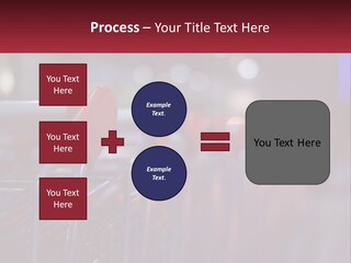 A Row Of Shopping Carts With Red Handles PowerPoint Template
