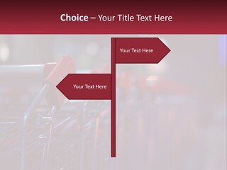 A Row Of Shopping Carts With Red Handles PowerPoint Template
