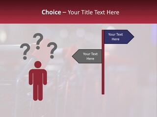 A Row Of Shopping Carts With Red Handles PowerPoint Template