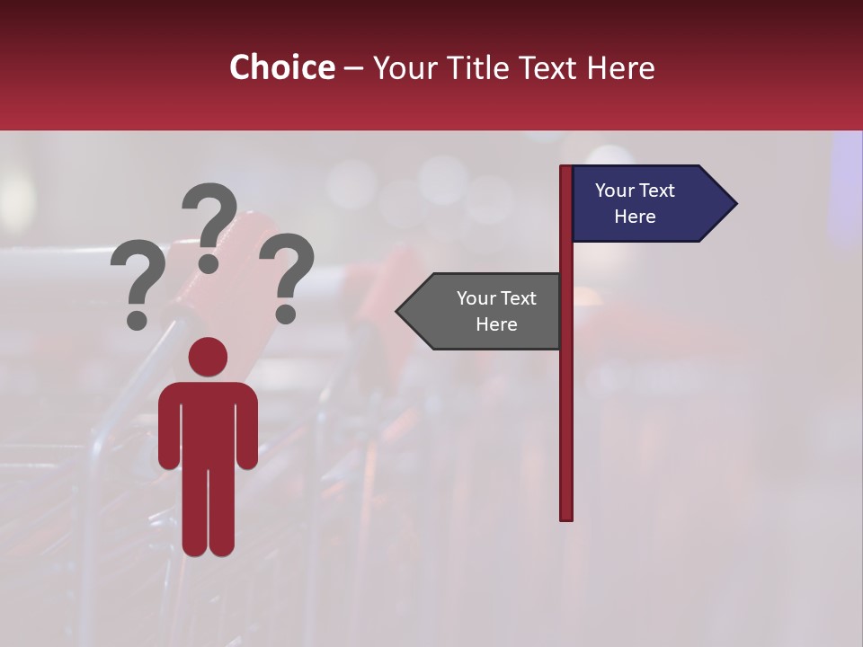 A Row Of Shopping Carts With Red Handles PowerPoint Template