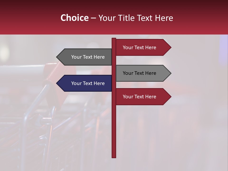 A Row Of Shopping Carts With Red Handles PowerPoint Template