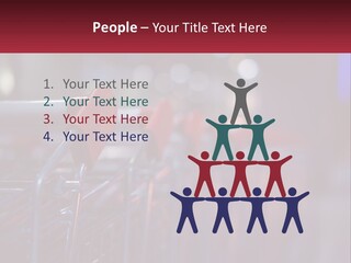 A Row Of Shopping Carts With Red Handles PowerPoint Template
