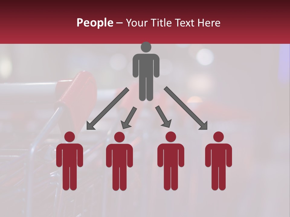 A Row Of Shopping Carts With Red Handles PowerPoint Template