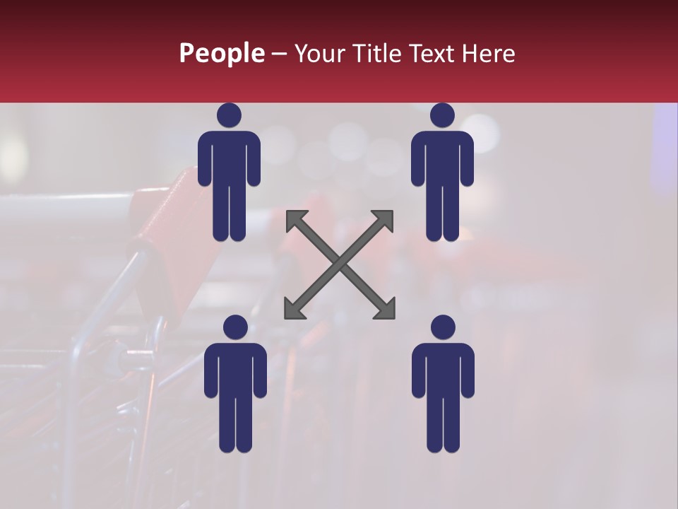 A Row Of Shopping Carts With Red Handles PowerPoint Template