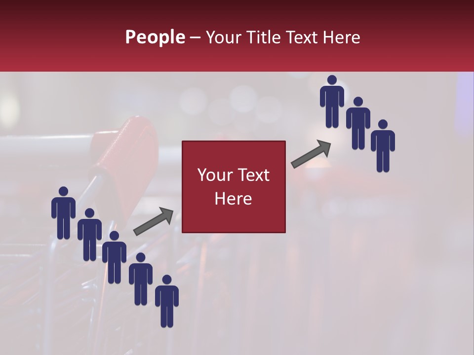 A Row Of Shopping Carts With Red Handles PowerPoint Template