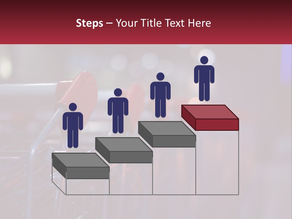 A Row Of Shopping Carts With Red Handles PowerPoint Template