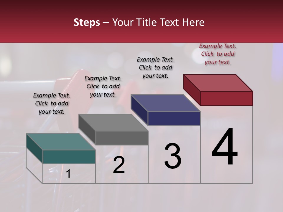 A Row Of Shopping Carts With Red Handles PowerPoint Template