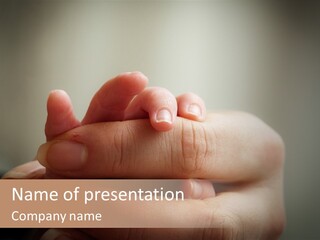 A Person Holding A Baby's Hand With The Words Name Of Presentation On It PowerPoint Template