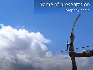 A Person Holding A Bow And Arrow In Front Of A Cloudy Sky PowerPoint Template