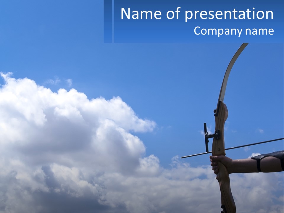 A Person Holding A Bow And Arrow In Front Of A Cloudy Sky PowerPoint Template