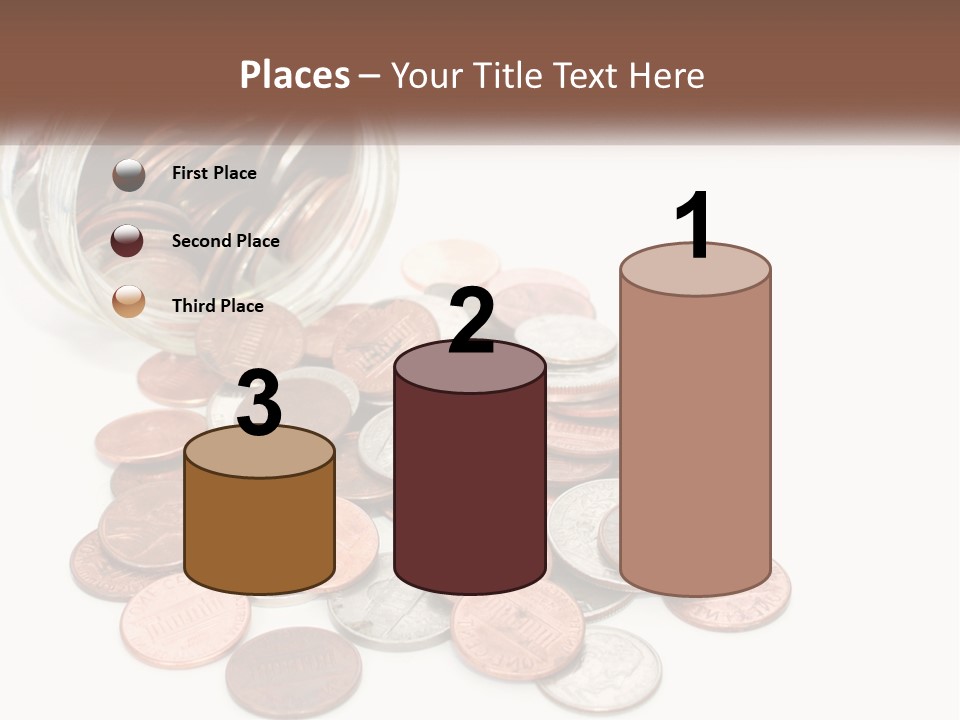 A Jar Filled With Lots Of Coins Sitting On Top Of A Table PowerPoint Template