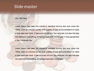 A Jar Filled With Lots Of Coins Sitting On Top Of A Table PowerPoint Template