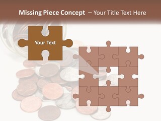 A Jar Filled With Lots Of Coins Sitting On Top Of A Table PowerPoint Template