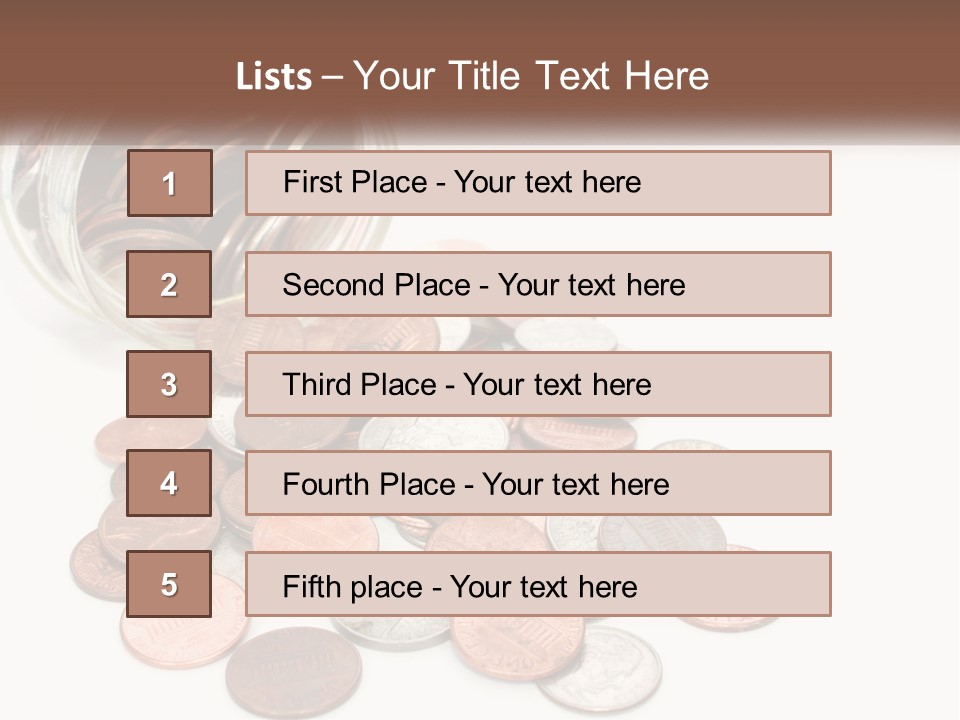 A Jar Filled With Lots Of Coins Sitting On Top Of A Table PowerPoint Template