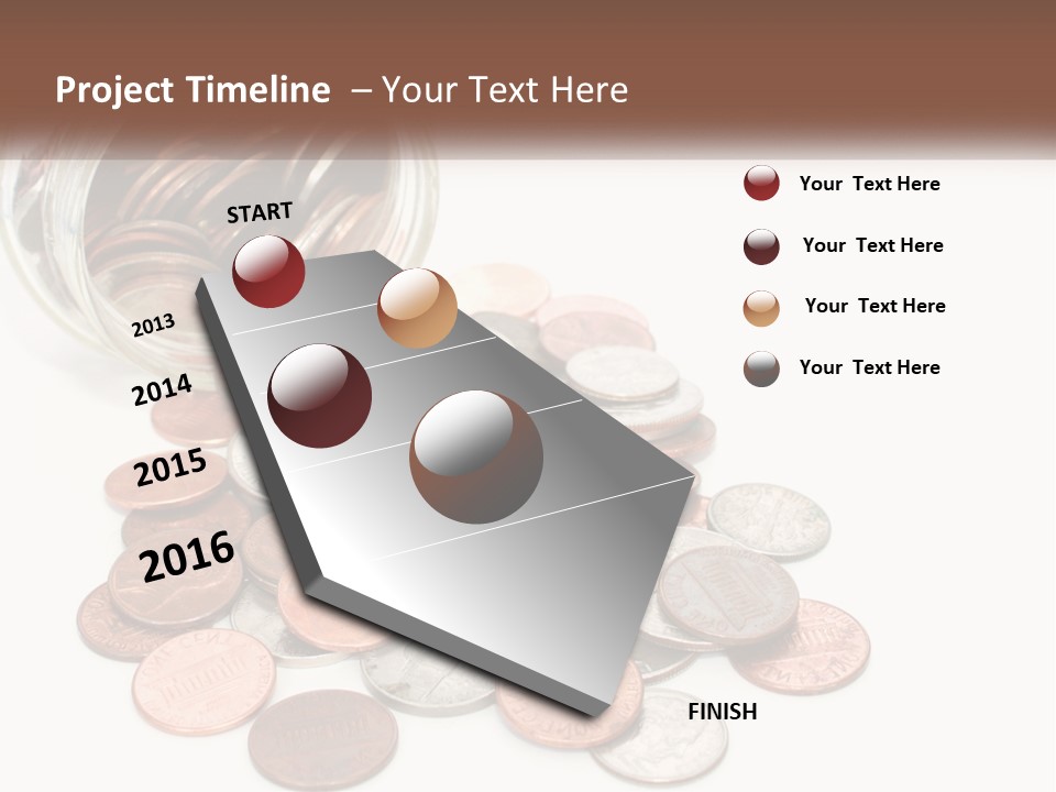 A Jar Filled With Lots Of Coins Sitting On Top Of A Table PowerPoint Template