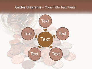 A Jar Filled With Lots Of Coins Sitting On Top Of A Table PowerPoint Template