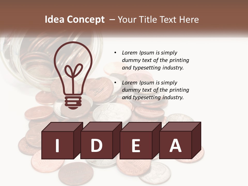 A Jar Filled With Lots Of Coins Sitting On Top Of A Table PowerPoint Template