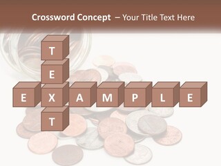 A Jar Filled With Lots Of Coins Sitting On Top Of A Table PowerPoint Template