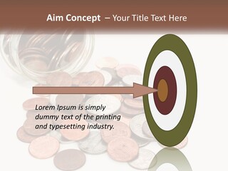 A Jar Filled With Lots Of Coins Sitting On Top Of A Table PowerPoint Template