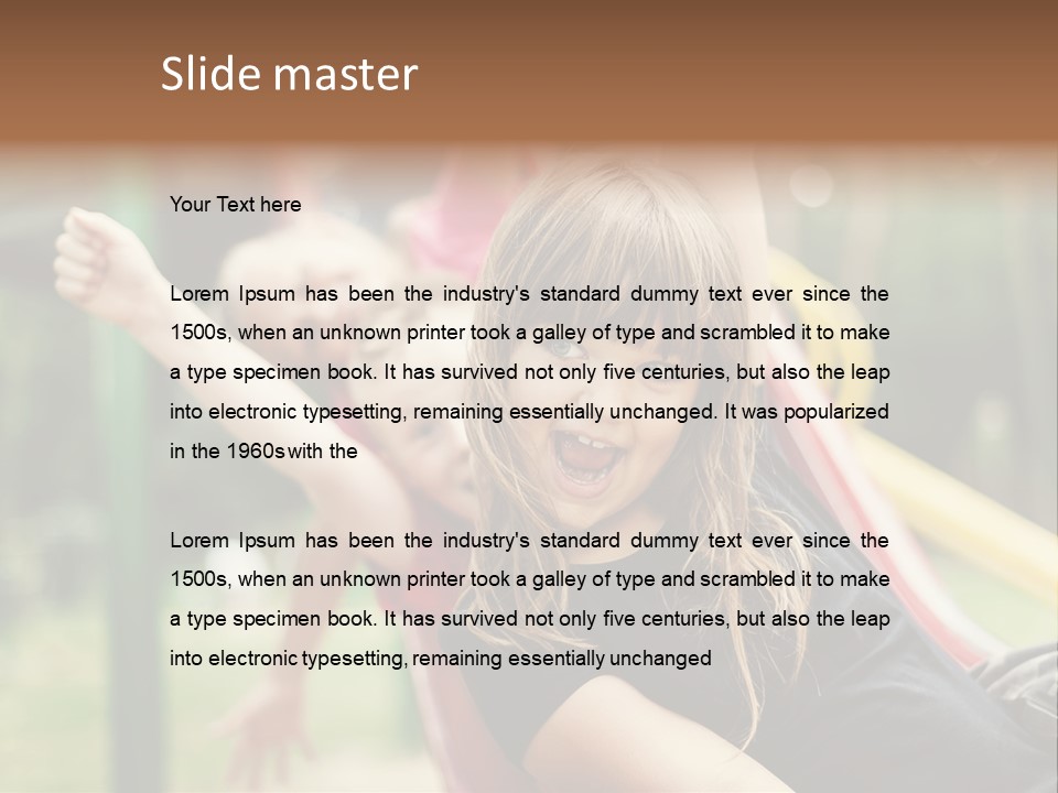 A Group Of Children Playing On A Slide PowerPoint Template