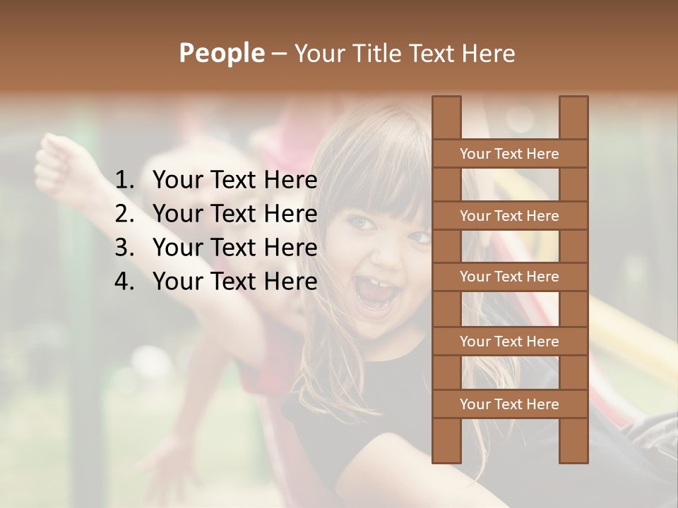 A Group Of Children Playing On A Slide PowerPoint Template