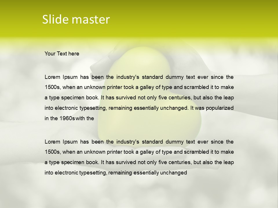 Two Hands Holding A Green Heart Powerpoint Template PowerPoint Template