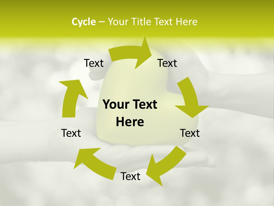 Two Hands Holding A Green Heart Powerpoint Template PowerPoint Template