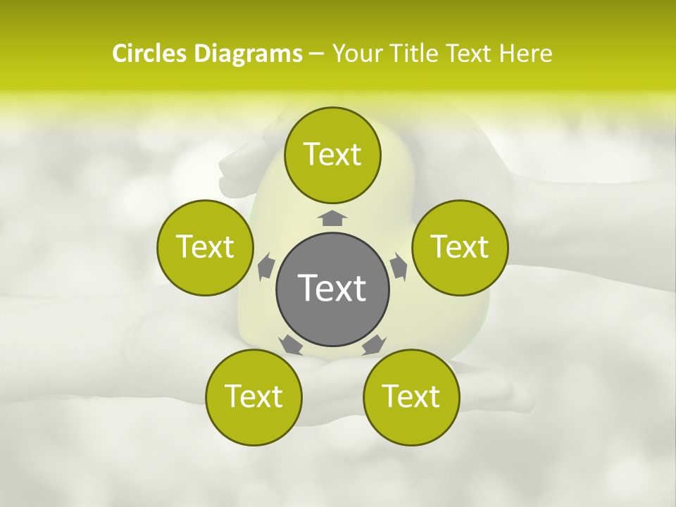 Two Hands Holding A Green Heart Powerpoint Template PowerPoint Template