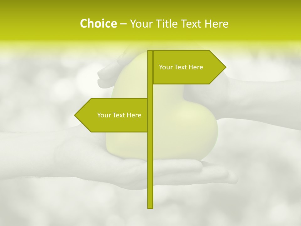 Two Hands Holding A Green Heart Powerpoint Template PowerPoint Template
